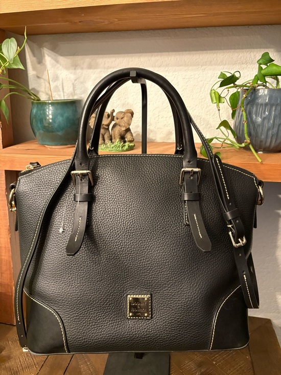 Dooney & Bourke Handbags - NWOT Dooney & Bourke Black Pebbled Leather Dome Satchel. NWOT